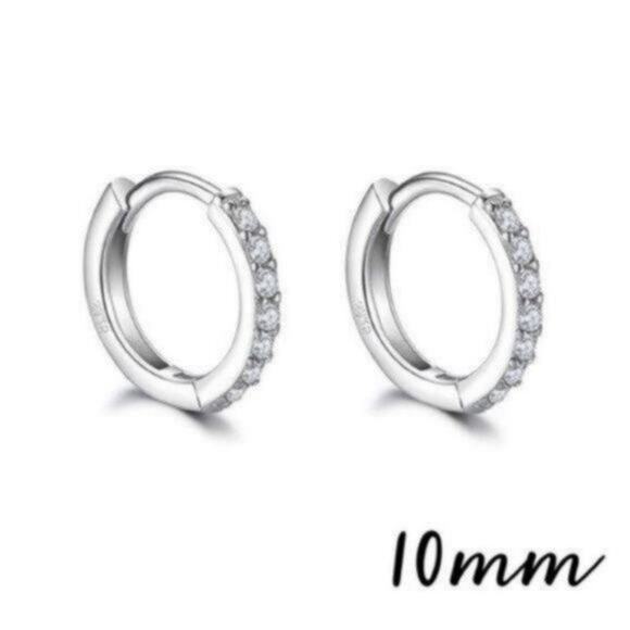 Sterling Silver Small Hoop Earrings 10MM - Picture 1 of 6